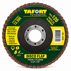 Disco Flap Óxido de Alumínio 115mm Gr120 - TAFORT