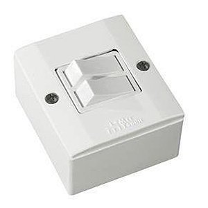 Conjunto Interruptor 2 Teclas Simples Sobrepor 10A Box Branca - ILUMI