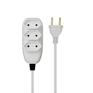 Extensão Compacta Com Cordão Paralelo 5M 2P 10A Branco - ILUMI