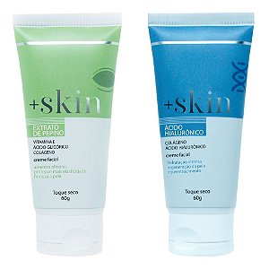 Kit Facial Clareador +Skin Extrato Pepino E Acido Hialurônico Remove manchas e Controle Oleosidade
