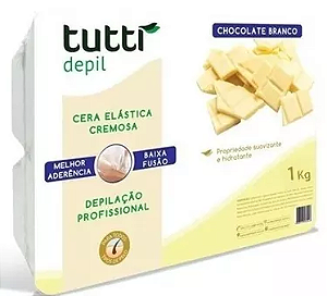 CERA ELÁSTICA DEPILAÇÃO PROFISSIONAL 1KG - CHOCOLATE BRANCO / TUTTI DEPIL