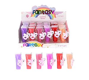 LIP GLOSS GLITTER COM CHAVEIRO - FANTASY / VIVAI