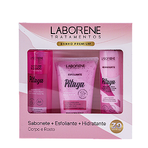KIT BANHO PREMIUM SABONETE + ESFOLIANTE + HIDRATANTE - PITAYA / LABORENE
