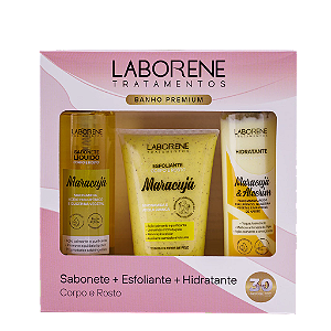 KIT BANHO PREMIUM SABONETE + ESFOLIANTE + HIDRATANTE - MARACUJÁ / LABORENE