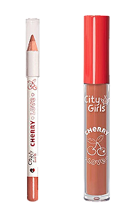 KIT LABIAL CHERRY LOVE (LÁPIS + BATOM) - COR 1 / CITY GIRLS