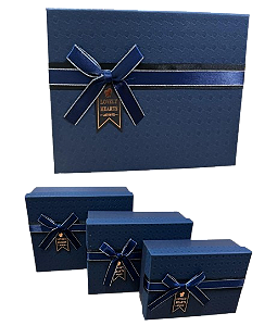 KIT CAIXA RETANGULAR C/ 3 PCS - G(23X16X9CM) / M(21X14X8CM) / P(19X12X6.5CM)