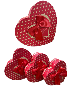 KIT CAIXA CORAÇÃO C/ 3 PCS - LC7161- G(22X20X9CM) / M(19X17X7,5CM) / P(16X14X6CM)