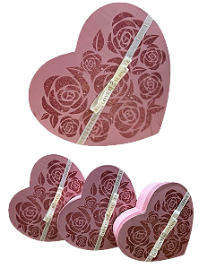 KIT CAIXA CORAÇÃO C/ 3 PCS - LC6937- G(22X20X9CM) / M(19X17X7,5CM) / P(16X14X6CM)