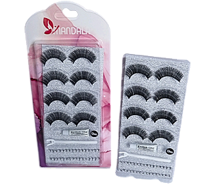 CARTELA DE CÍLIOS POSTIÇOS C/ COLA E APLICADOR - MC009 / MANDALA