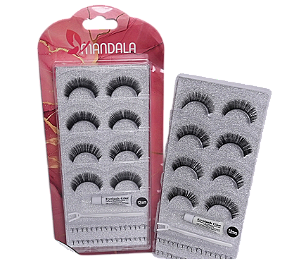 CARTELA DE CÍLIOS POSTIÇOS C/ COLA E APLICADOR - MC008 / MANDALA