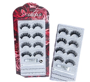 CARTELA DE CÍLIOS POSTIÇOS C/ COLA E APLICADOR - MC011 / MANDALA