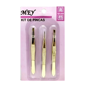 KIT COM 3 PINÇAS DOURADAS/ MEY