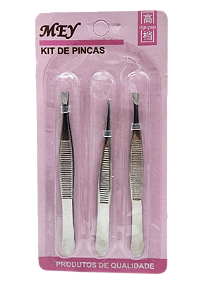 KIT COM 3 PINÇAS PRATEADAS / MEY