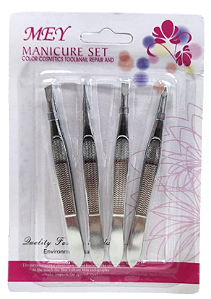 KIT COM 4 PINÇAS PRATEADAS / MEY