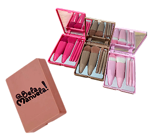 KIT COM 5 PINCÉIS E ESPELHO / QBELAMANUELA!