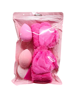 KIT DE ESPONJAS + PINCEL + TIARA PARA SKINCARE