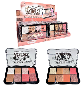 PALETA DE ILUMINADOR ,BLUSH E CONTORNO-LR9256/ LOVE RAIN