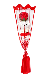 FLOR ARTIFICIAL COM URSO BRANCO| TE AMO|