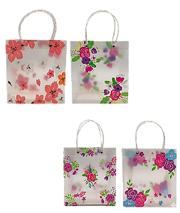 SACOLA TRANPARENTE FLORAL- FJ91480-| P 13.5X15X7CM |