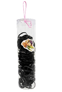 PACOTE COM 12 TUBOS DE ELÁSTICOS PRETO PARA CABELO
