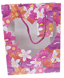 SACOLA DE PRESENTE FLORAL -23X18X10CM /DCARTE