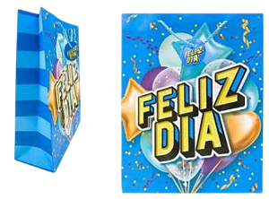 SACOLA PARA PRESENTE FELIZ DIA -26X10X32CM /GDR1300