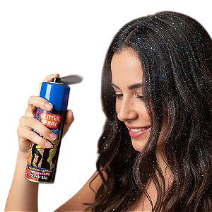MAQUIAGEM TEMPORÁRIA PARA CABELO E CORPO - AZUL / GLITTER SPRAY
