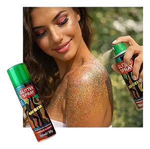 MAQUIAGEM TEMPORÁRIA PARA CABELO E CORPO - VERDE / GLITTER SPRAY