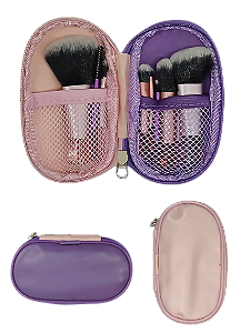 KIT DE PINCEL COM BOLSA /COR LILAS COM ROSA