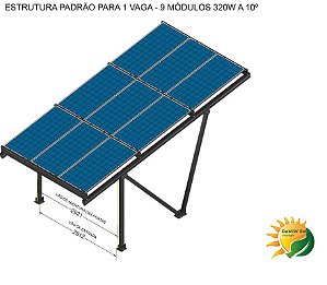 360 kWh/mês /// Kit Gerador FV Garagem 2,97 kWp - Completo - 1 Vaga
