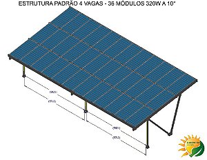 1.440 kWh/mês /// Kit Gerador FV Garagem 11,88 kWp - Completo - 4 Vagas