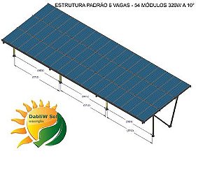 2.160 kWh/mês /// Kit Gerador FV Garagem 17,82 kWp - Completo 220V - 6 Vagas