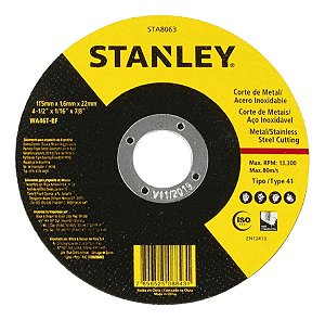 Disco De Corte Aço Inox Fino 4 1/2 Stanley 8061