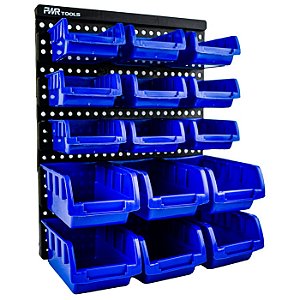Painel Porta Parafusos Organizador Gaveteiro Com 15cx Azul