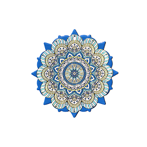 Mandala Colorida com Dourado em Cerâmica  21 cm diâmetro