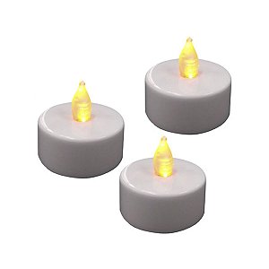 Trio de Mini Vela LED Decorativa 3Pçs Amarelo Decoração Festas