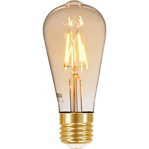 Lâmpada Filamento LED 4W Âmbar Vintage Retrô ST64 E27 2700K Bivolt