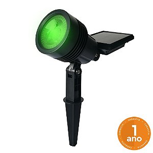 Luminária Solar Refletor Spot com Espeto de Jardim Super LED Verde 20 Lúmens