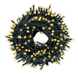 Cordão Luminoso Pisca Pisca de Natal Externo 200 LEDs Branco Quente 3000K 8 Funções - 127v