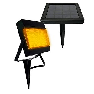 Luminária Spot Solar Espeto de Jardim Potente 10h Refletor LED Branco Quente 3000K 1 Ano Garantia