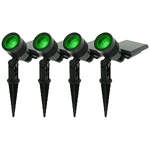 Kit com 4 - Luminária Solar Spot ABS Espeto de Jardim LED Verde