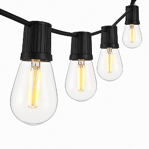 Varal de Luzes Externo Cordão Gambiarra 10 Metros com 10 Soquetes E27 IP54 | Sem Lâmpadas, com Prolongador
