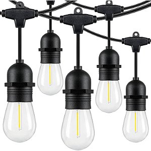 Varal de Luzes Externo 20 Metros 20 Soquetes IP65 com Prolongador Cordão E27 Decoração Festa Casamento Gambiarra