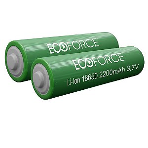 Kit com 2 - Bateria Lítio Recarregável 18650 3,7v 2200MaH Para Luminária Solar Ecoforce