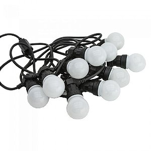 Cordão de Luzes Emborrachado à Prova D'Água Festão 8m 10 Lâmpadas LED Branco Quente 3W Bivolt