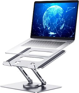 Suporte para Notebook e Tablet em Alumínio Ajustável Giratório 360° Ergonômico Dobrável Premium