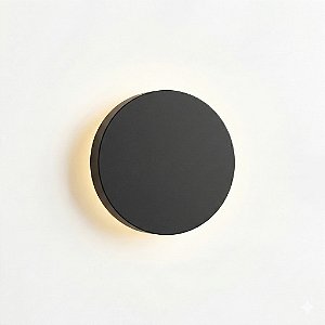 Arandela de Efeito LED 12W Redonda 16cm IP65 Luz Indireta 3000K - Preta