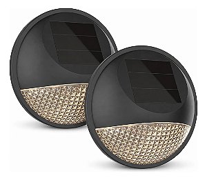 Kit 2 Arandelas Solares de Parede Externa Balizador LED Escada 3000K Luz Quente