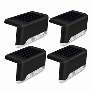 Kit 4 Luminária Solar Balizador Para Escada Deck Degrau Sobrepor LED Muro Externo À Prova de Água