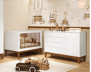 Conjunto Berço Wood + Cômoda Sapateira Elfe - Reller